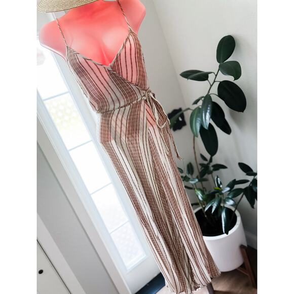 Heart Held in the Breeze textured gauzy wrap maxi coverup dress L - Picture 4 of 8